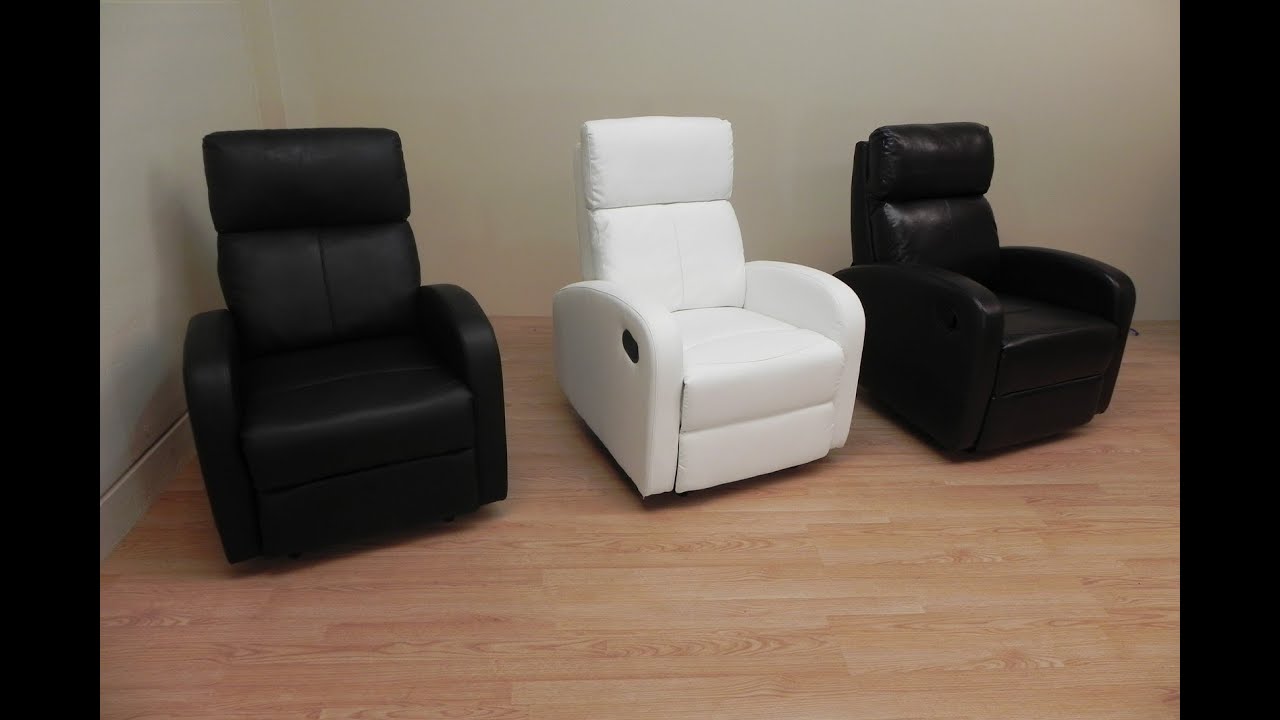 Sillón relax reclinable blanco, negro o marron oscuro de salon comedor