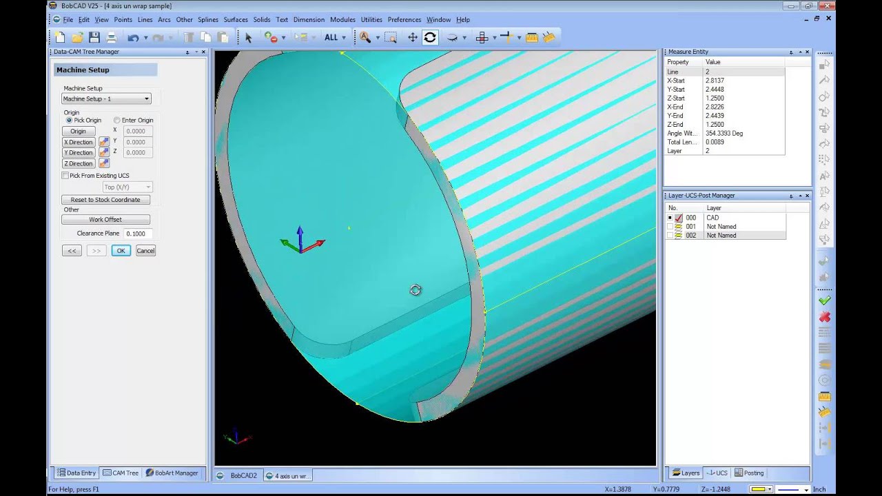 BobCAD CAM V25 4 Axis Wrapping Unwrap J Slot Sample