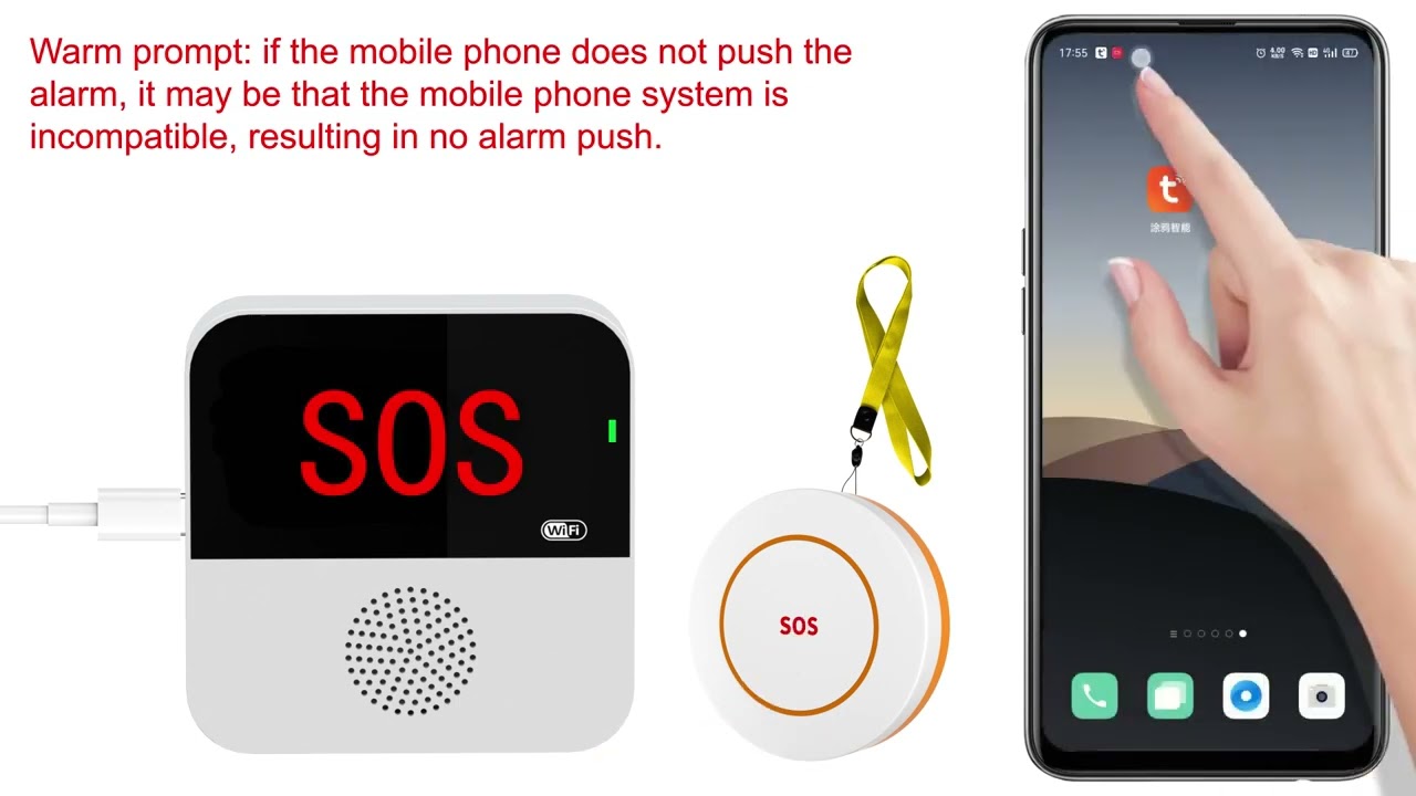 Wireless WiFi Elderly Caregiver Pager SOS Call Button Emergency SOS Medical Alert System for Seniors