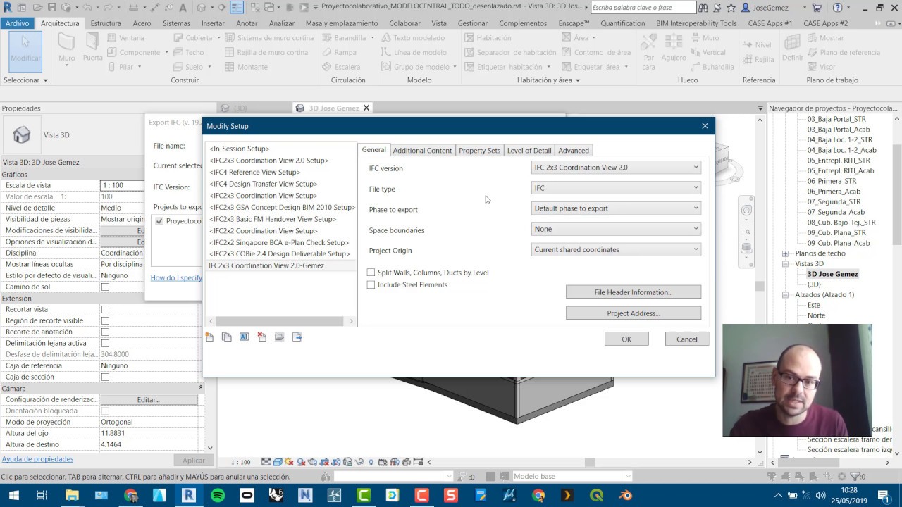 Exportar archivos IFC desde Revit.