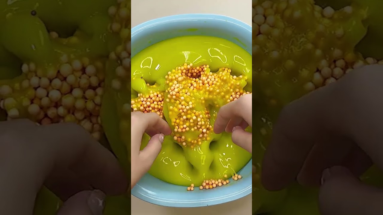 Big Bowl Of Yellow Slime With A Layer Of Balls