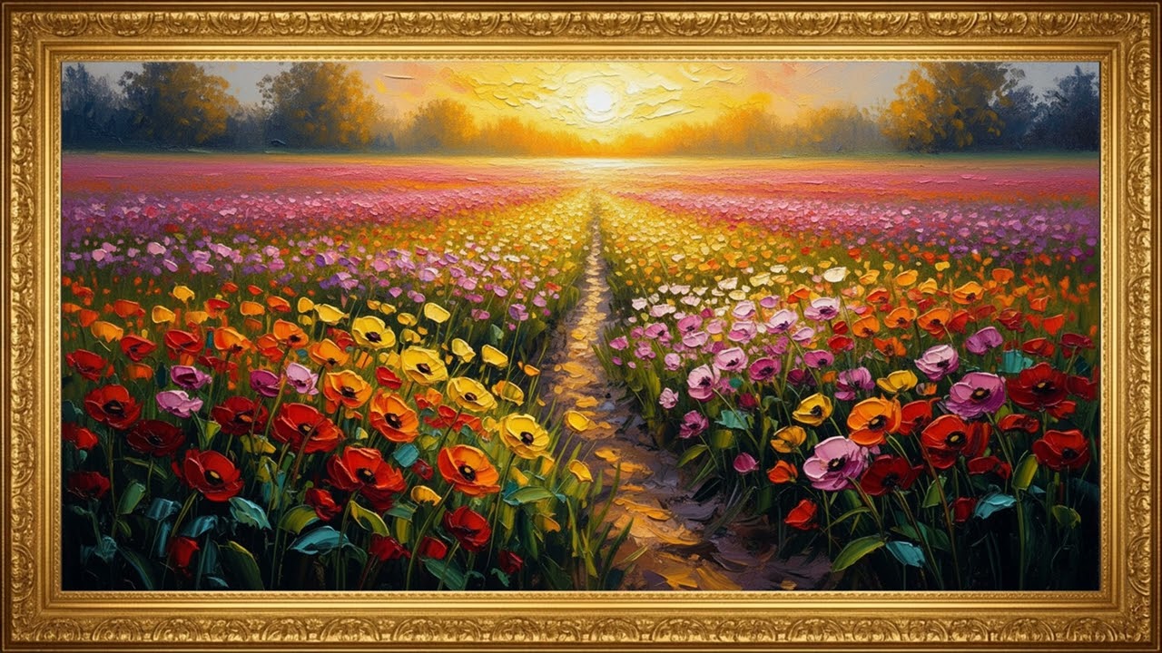 Peaceful Flower Canvas Art | Relaxing TV Gallery Display 2H