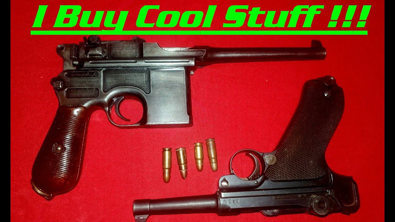 Antique Luger P08 9mm WWI C96 Broomhandle Mauser Erfurt 30 7.62x25 wwii pistol gun