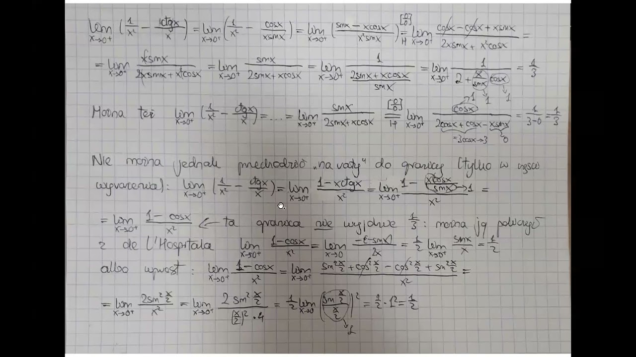 Dlaczego licząc granice nie można przechodzić do granicy ,,na raty''?