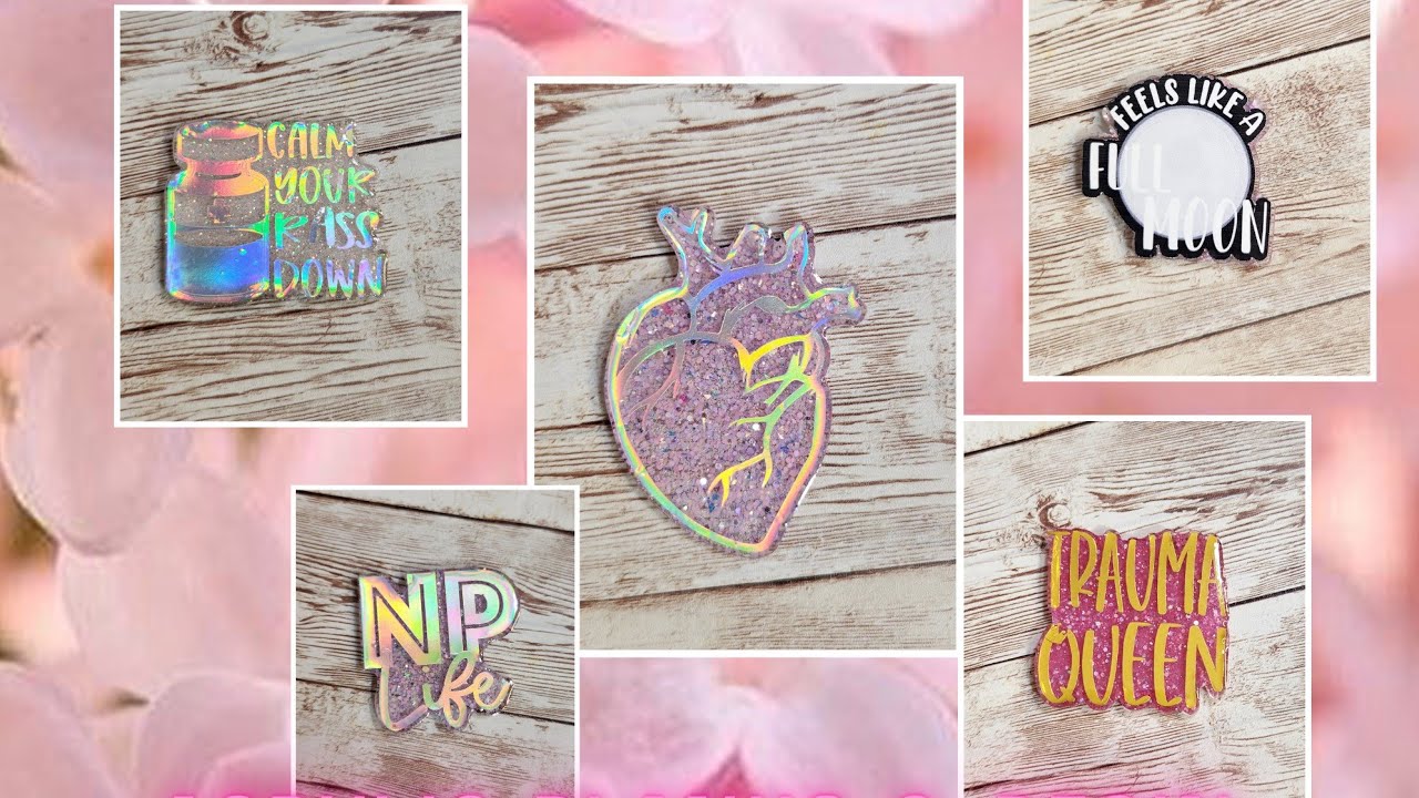 Custom Badge Reels Using Acrylic Blanks & Epoxy Resin With A Cricut. DIY Nurse Badge Reels
