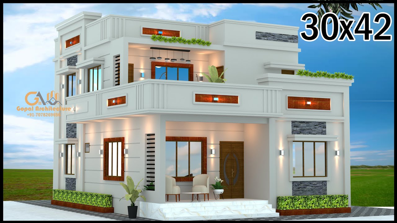 30 X 42 5BHK West Facing House  Design With Vastu, Villa Design, Gopal Architecture