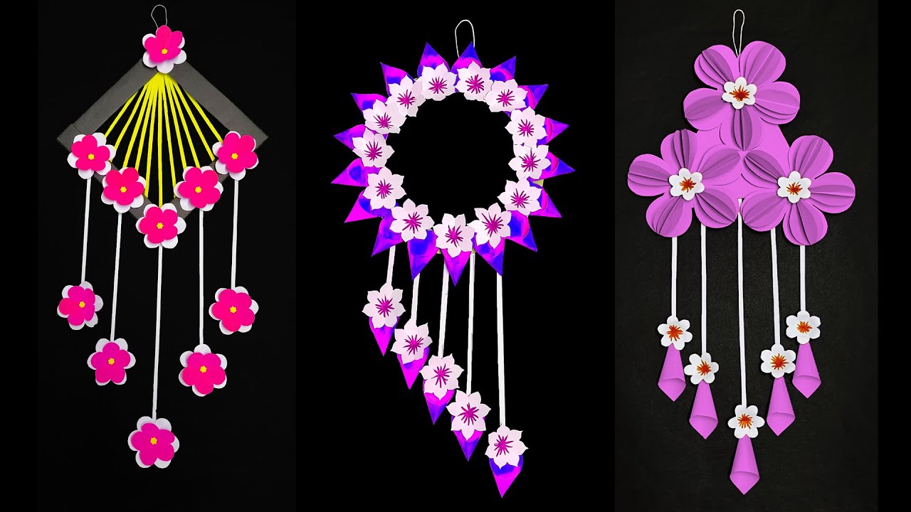 3 Quick Easy Paper Wall Hanging Idea | Cardboard Reuse | Room Decor DIY | Unique Flower Wall Hanging