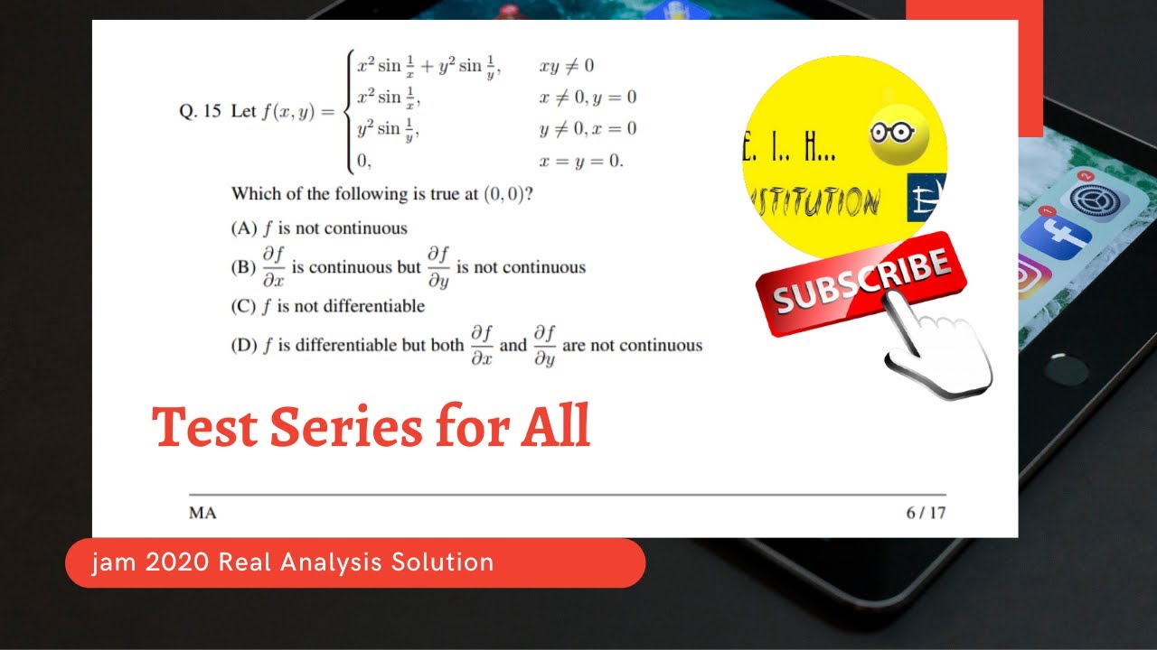 Jam 2020 Real Analysis Solution/Jam 2020 Differentiability Question/Jam 2020 Question 15 