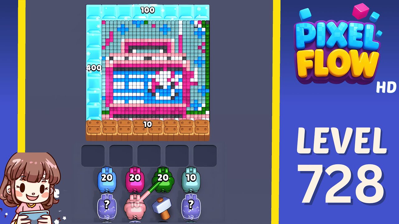 Pixel Flow Level 728 Solution Walkthrough