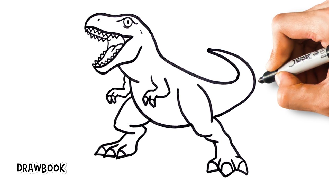 How to Draw a T-REX DINOSAUR Easy (step by step) 🦖