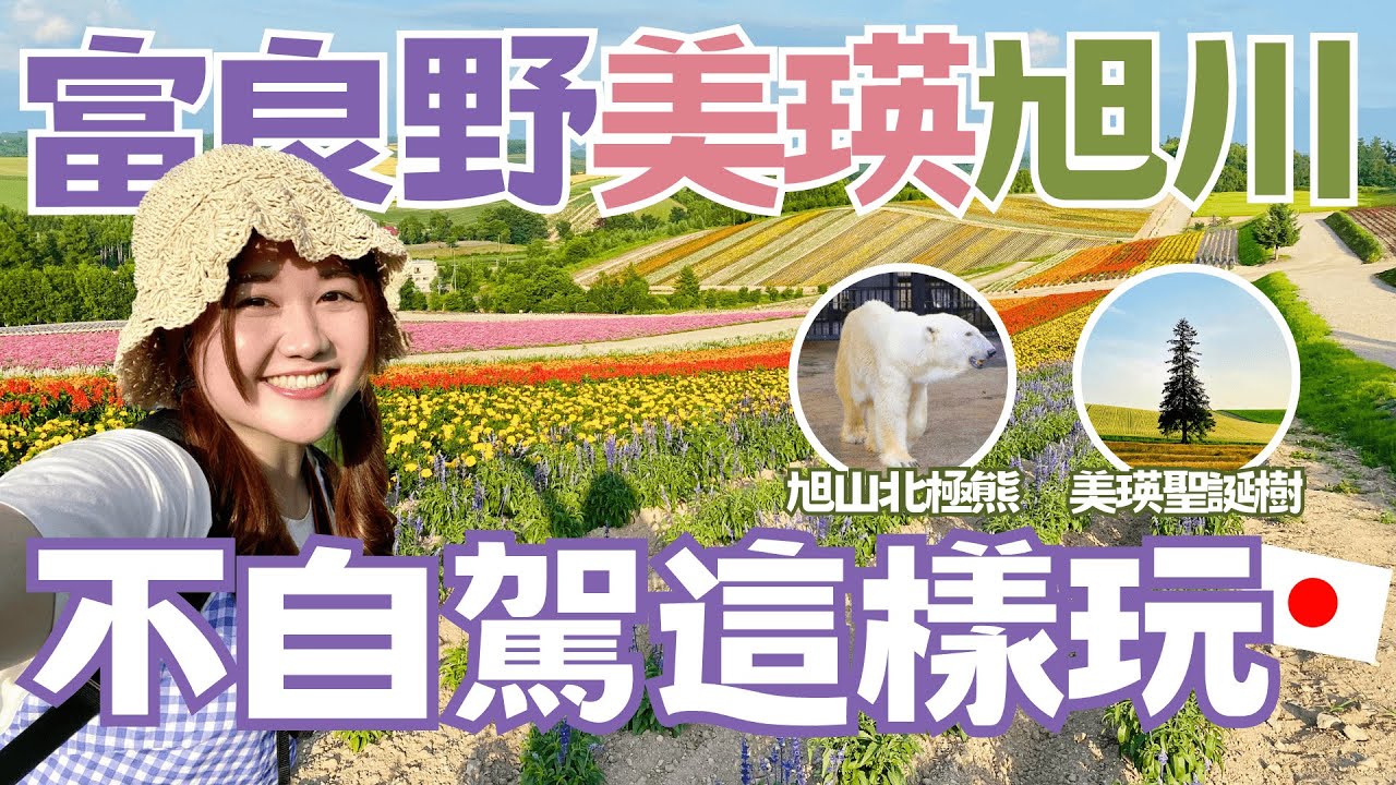北海道不自駕也超好玩！富良野必吃美食、四季彩之丘、美瑛聖誕樹、富良野觀光列車、旭山動物園｜日本有個U1 YuiTube 🇹🇼x🇯🇵