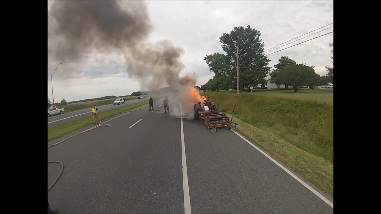 Engine 507 responds to a tractor fire