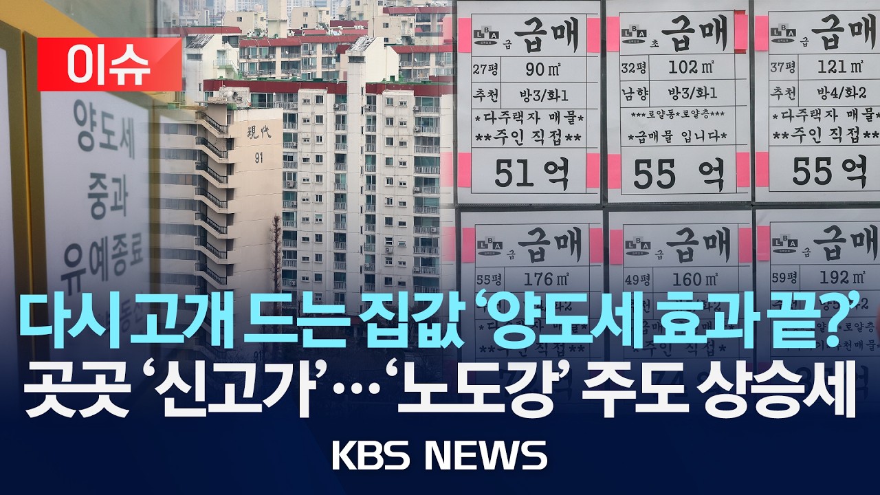 [이슈] 다시 고개 드는 집값 '양도세 효과 끝?'&hellip;곳곳 '신고가'&hellip;'노도강' 주도 상승세/2026년 4월 3일(금)/KBS