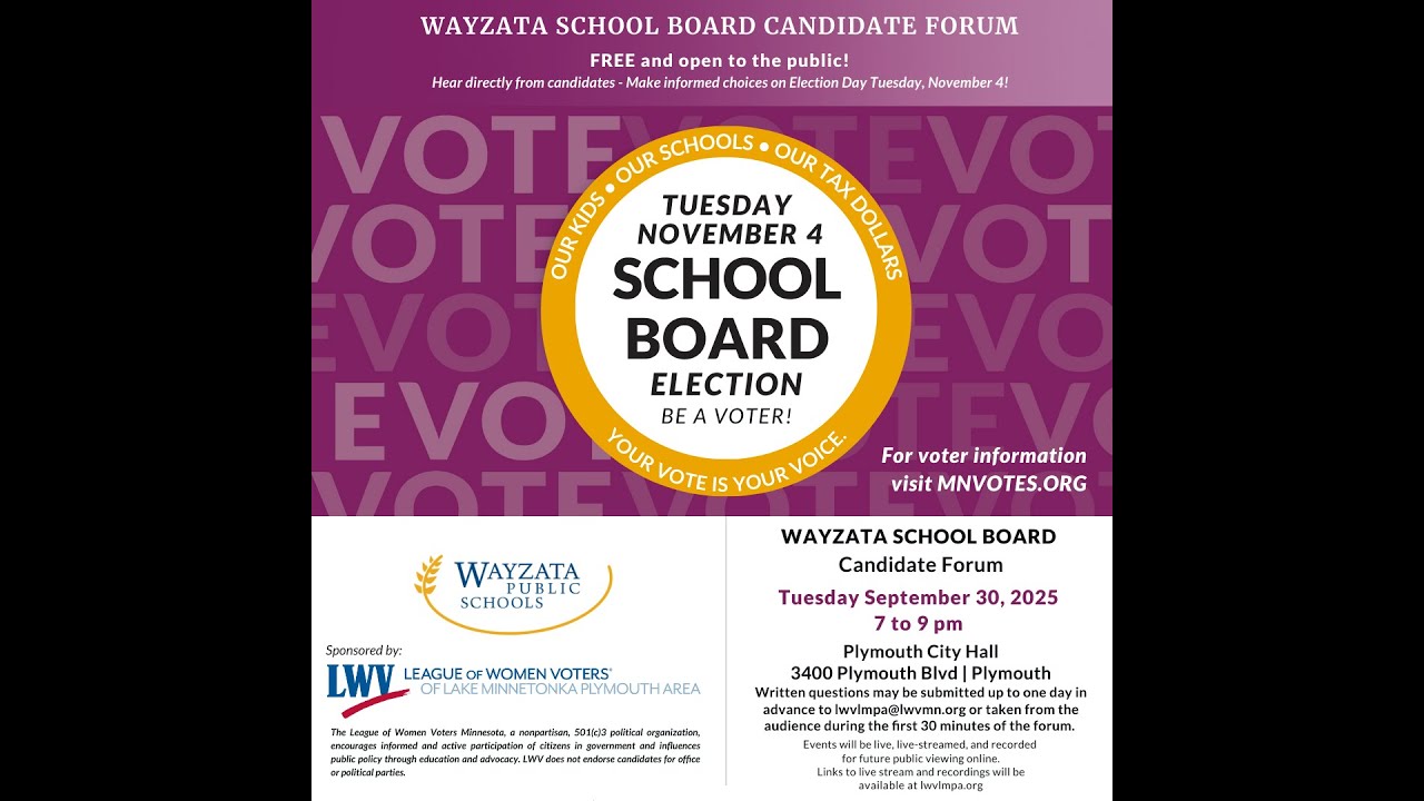 Wayzata School Board Candidate Forum September 30, 2025