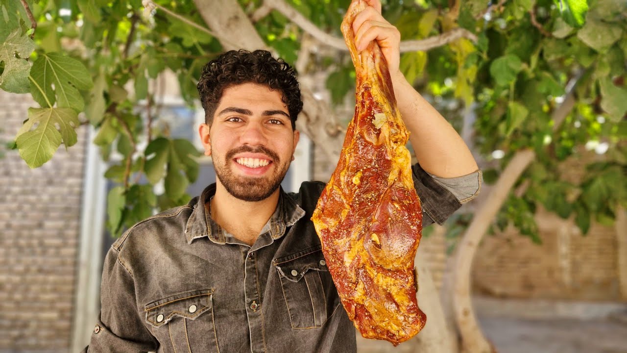پخت ران بره کامل در آتش/ژیگو مجلسی به سبک طبیعت و زغال