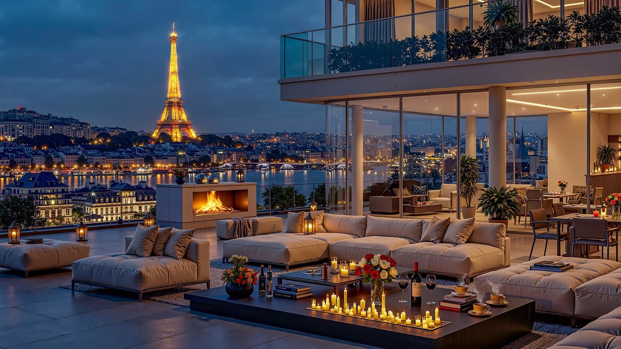 Smooth Jazz at Night in a Cozy Paris Apartment | Soft Jazz Piano for Relax and Sleep