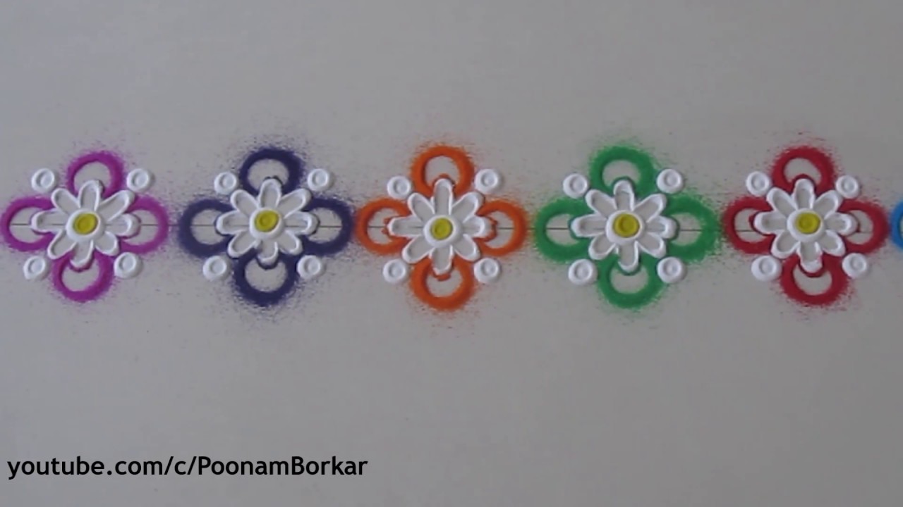 Quick and easy colorful border rangoli using betel nut | Rangoli by Poonam Borkar