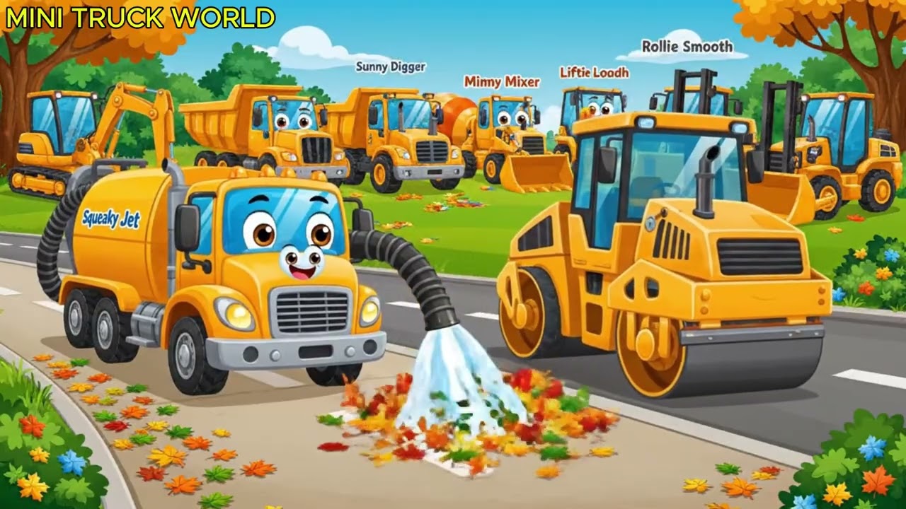 Construction Vehicles Clean the River Together | Environmental Teamwork Story for Kids