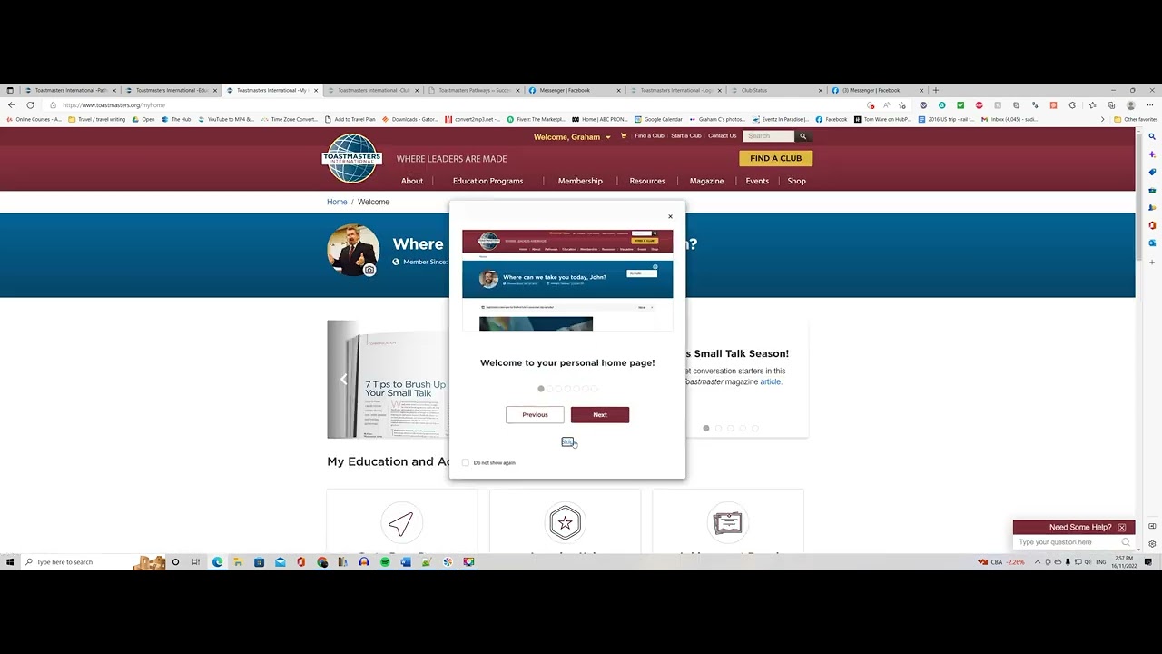 Log in as Toastmasters Pathways Base Camp Manager (Nov 2022)
