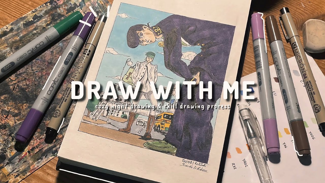 draw with me! cozy night drawing & chill drawing process ☁️| drawing with asakimy ep 4
