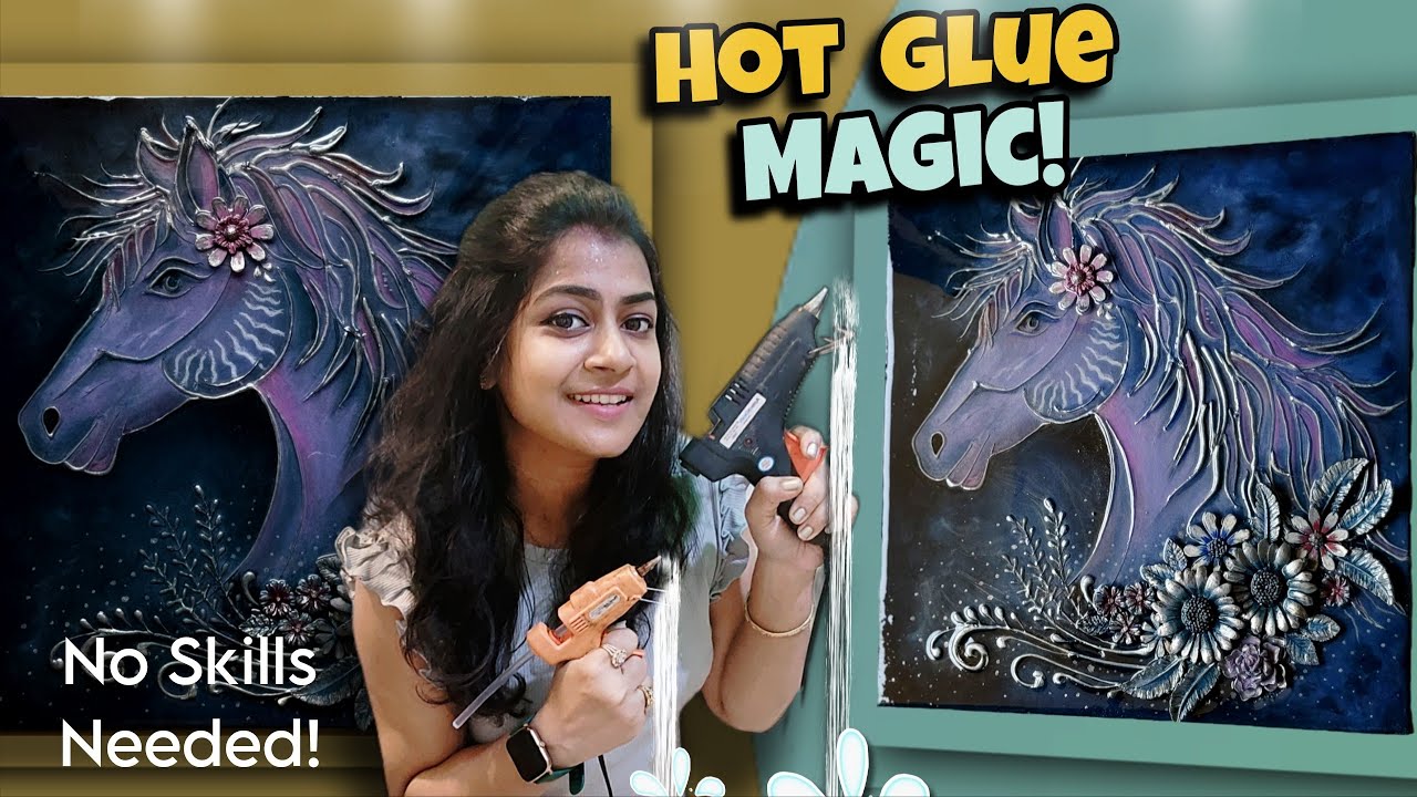 🔥Hot Glue Gun 3D Horse wall Art | Best Out of Waste DIY Home Decor!