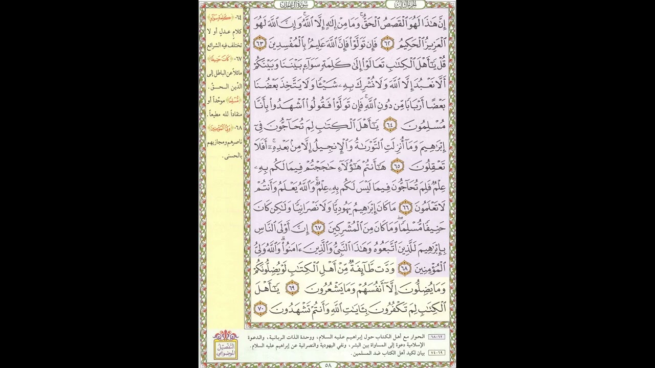 تحفيظ القران - سورة آل عمران صفحة 58 - مكررة 5 مرات - بصوت الشيخ الحصري