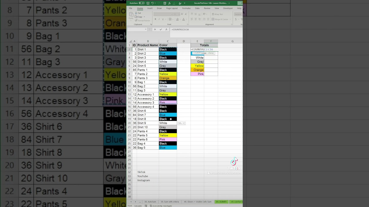 Совет Excel по подсчету цветов