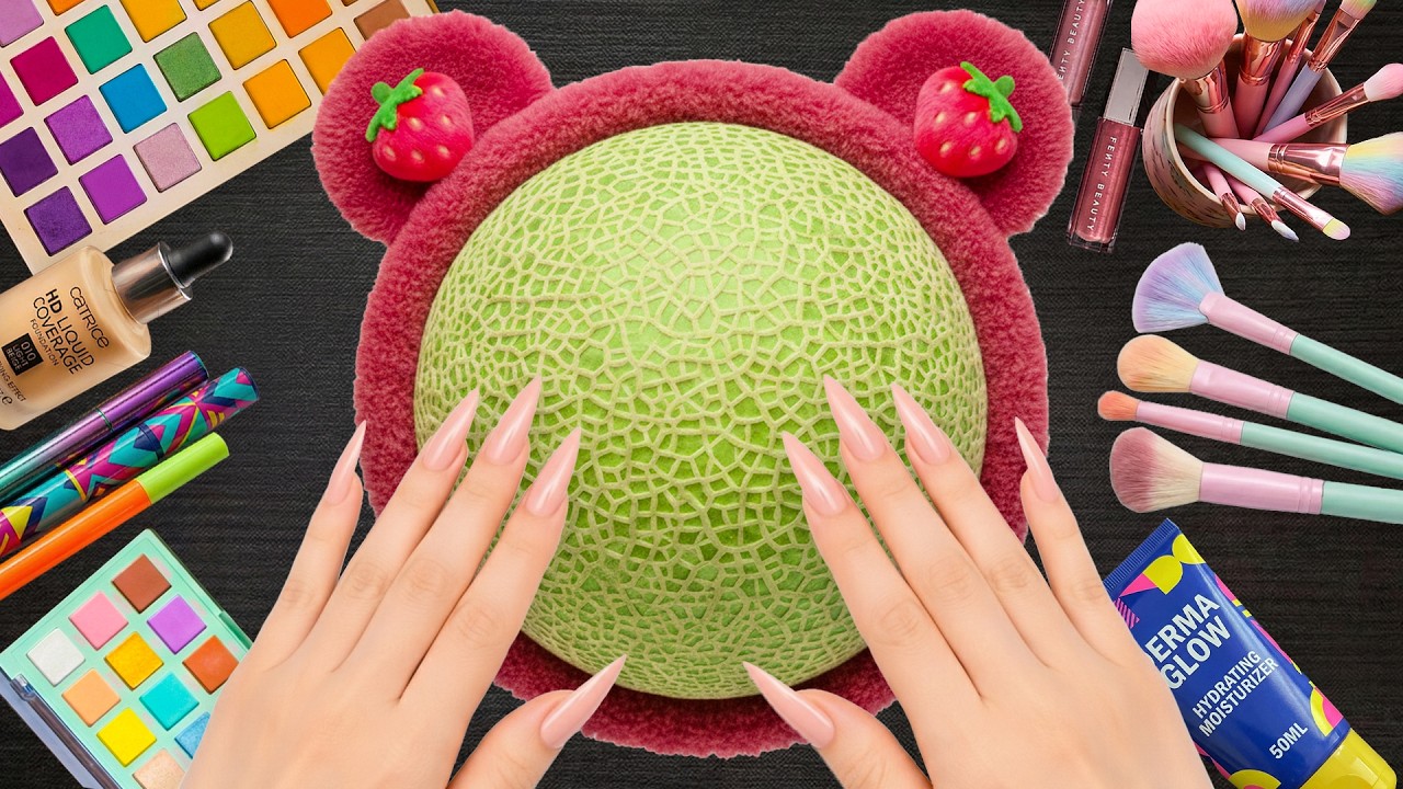 ASMR Makeup on Cantaloupe🍈 (No Talking)