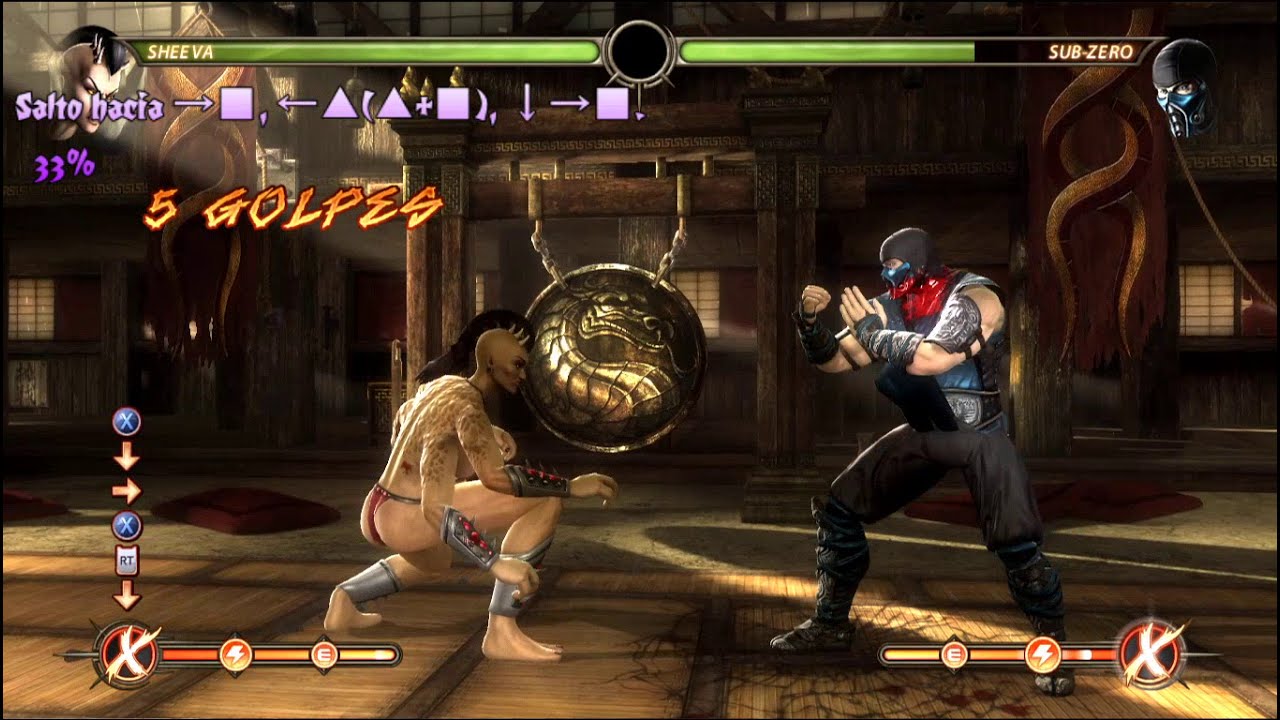 SHEEVA GUIA DE COMBOS MORTAL KOMBAT 9