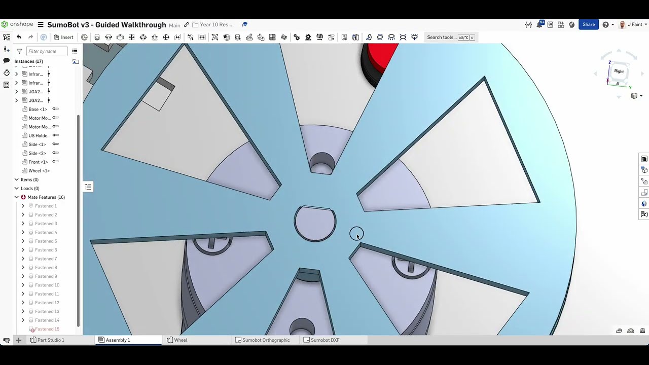 OnShape Walkthrough - Sumobot v3 Guide Stage 6 - Wheel