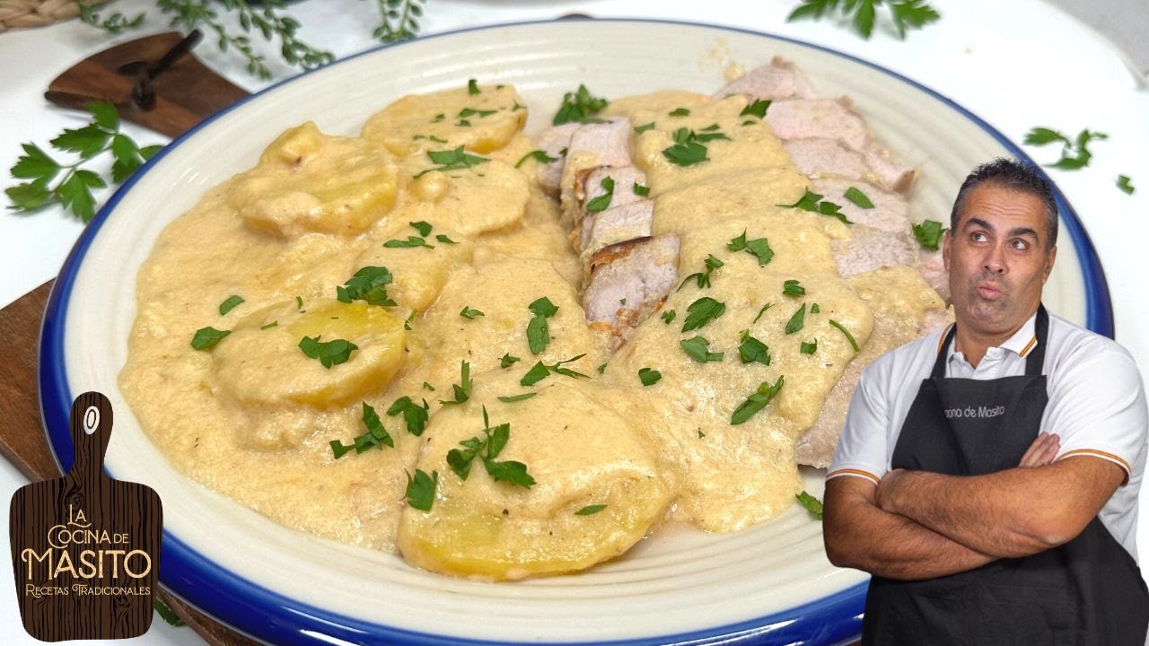 🔥Lomo de cerdo en salsa con 🥔patatas mayordomo🥰