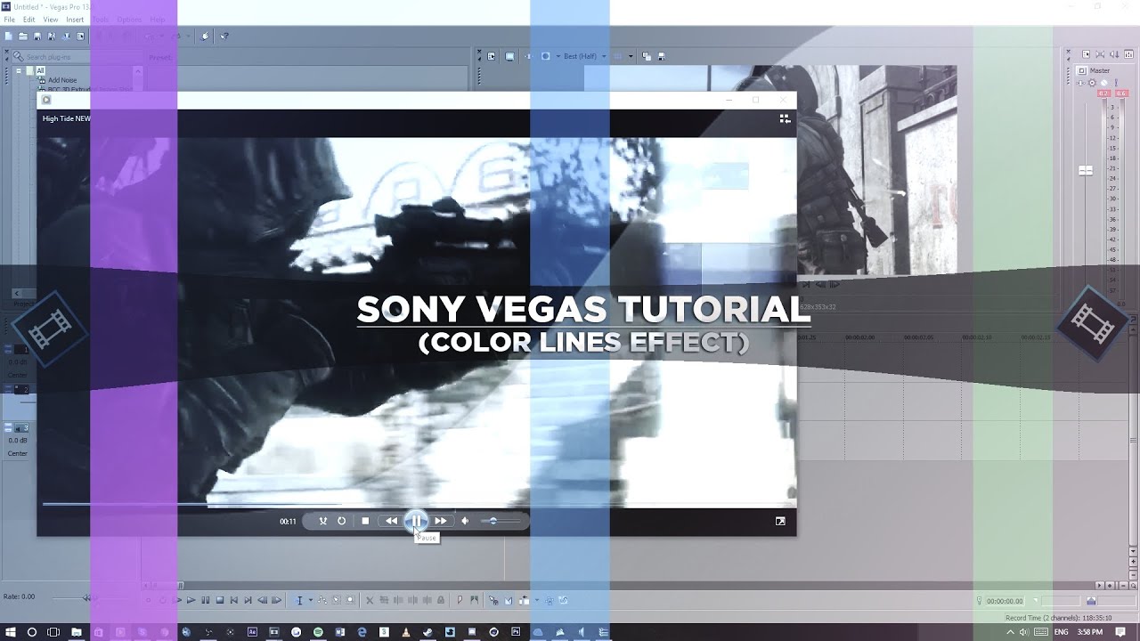 (Sony Vegas Tutorial) Color Lines Effect!!