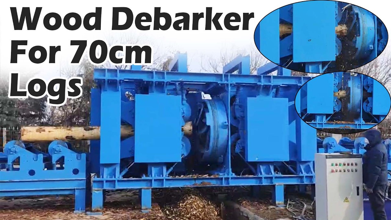 70cm log debarker machine working video | Heavy-duty wood debarking machine for peeling process
