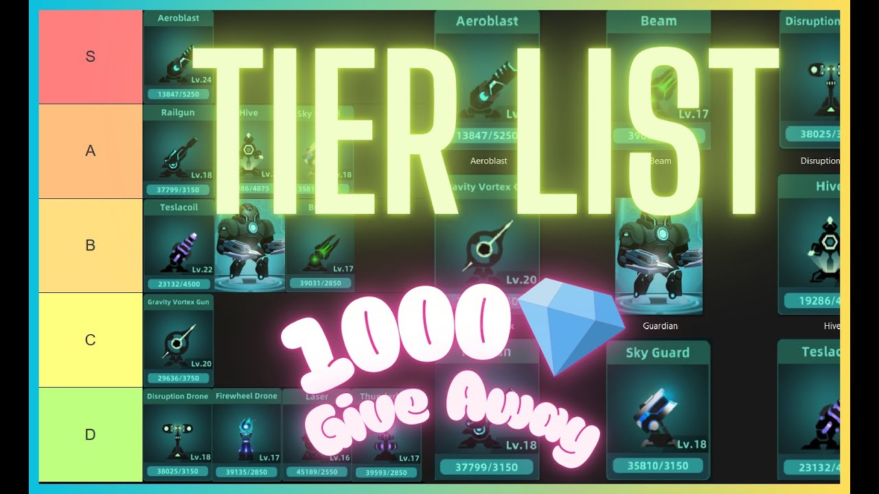 🚀 Tower Tier List for Galaxy Defense & 1000 💎 Give Away (100 Subs Special)