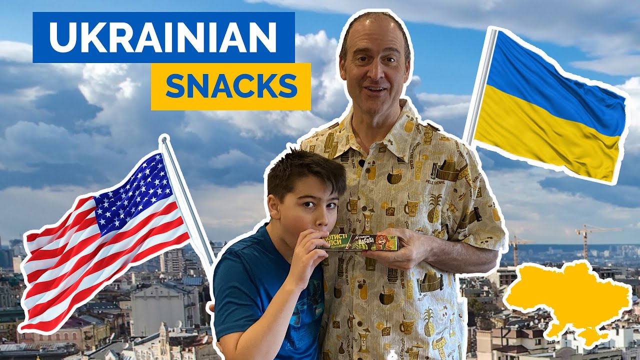Part 1: American Father & Son Try Ukrainian Snacks for the First Time! 먹방 4K