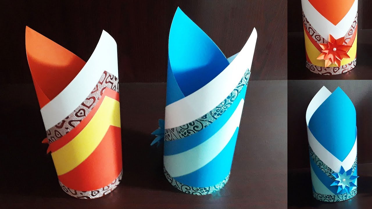 DIY Flower Vase | How To Make A Flower Vase With Color Paper |