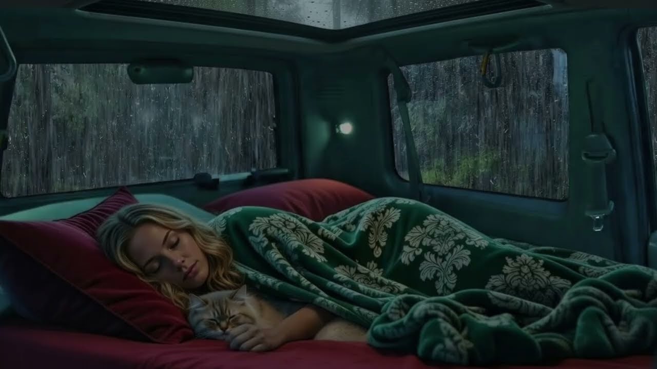 Night Rain for Deep Sleep: Soothing Rain in Car at Night - Heavy Raindrops for Insomnia