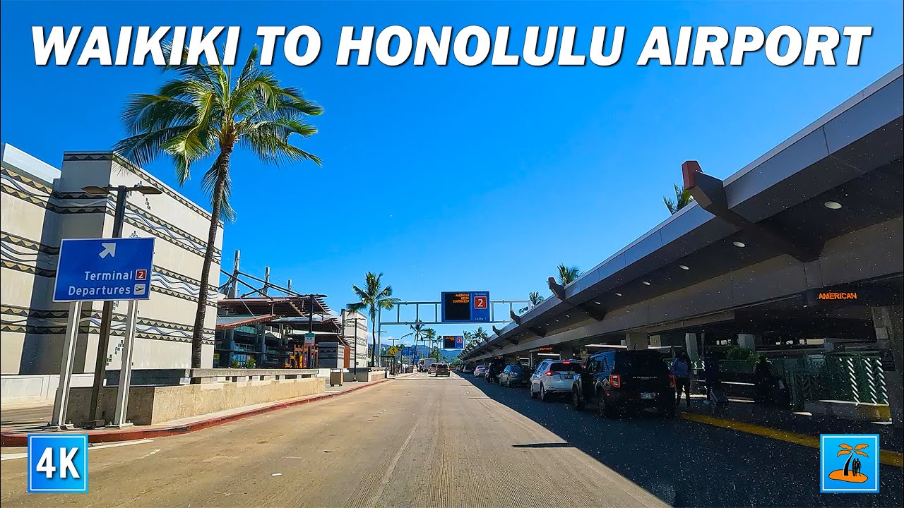Waikiki to Honolulu Airport | Daniel K. Inouye International Airport 🌴 Hawaii 4K Driving