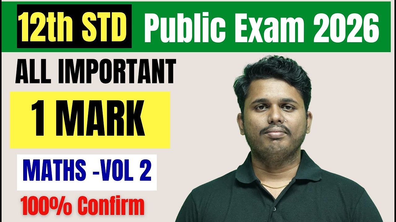 All Important 1 Mark Question And Answers  | 12th MATHS - Vol 2 in Tamil | Public Exam 2025-26