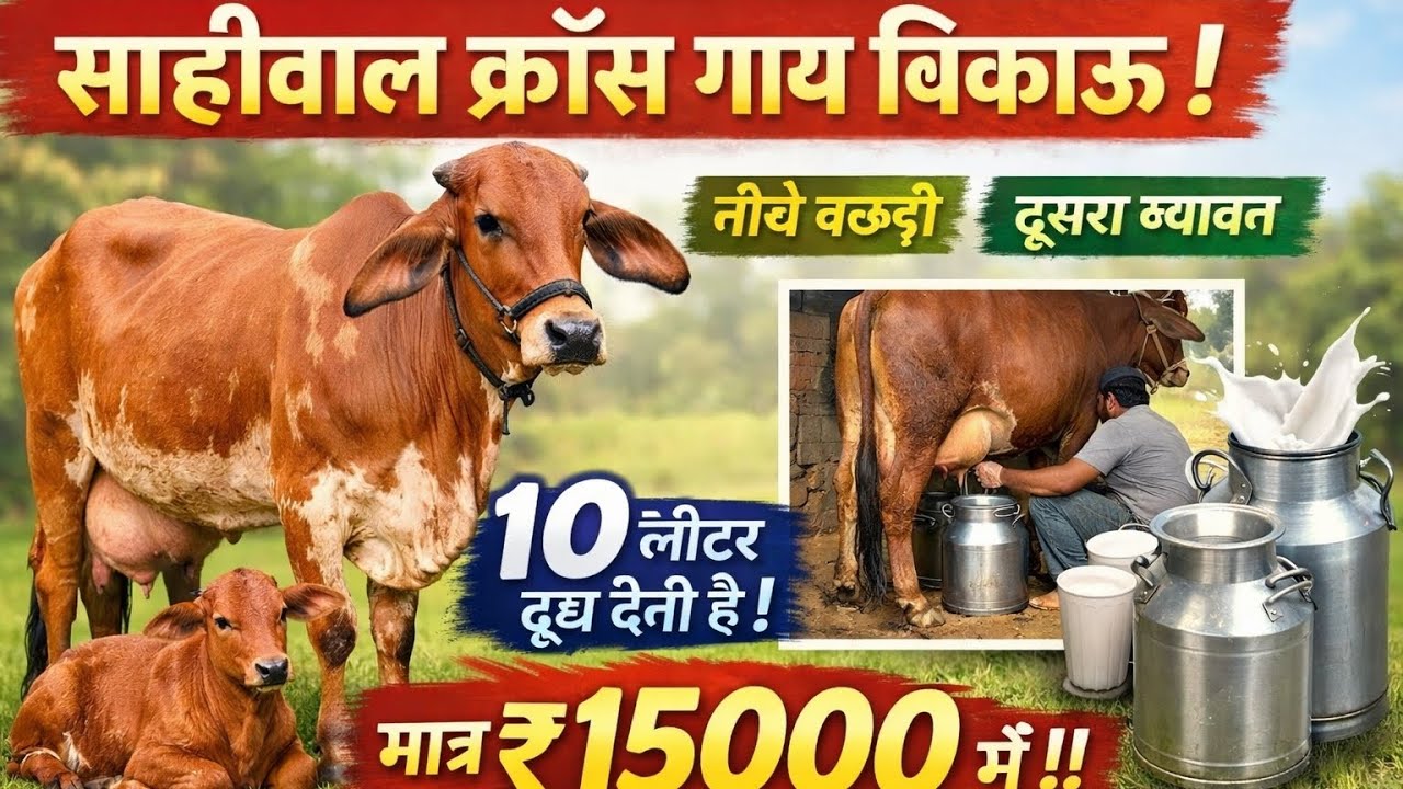 साहीवाल Cross गाय 🐄 | 10 लीटर दूध | नीचे बछड़ी | दूसरा ब्यावत | मात्र ₹15000 में जल्दी करें!