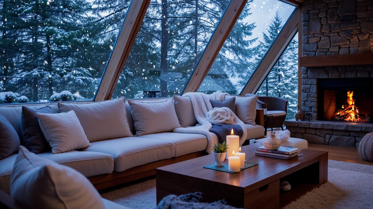Long Winter Piano Night in a White Room 🎹❄️ | Snowy Window View &  Peaceful Relaxation