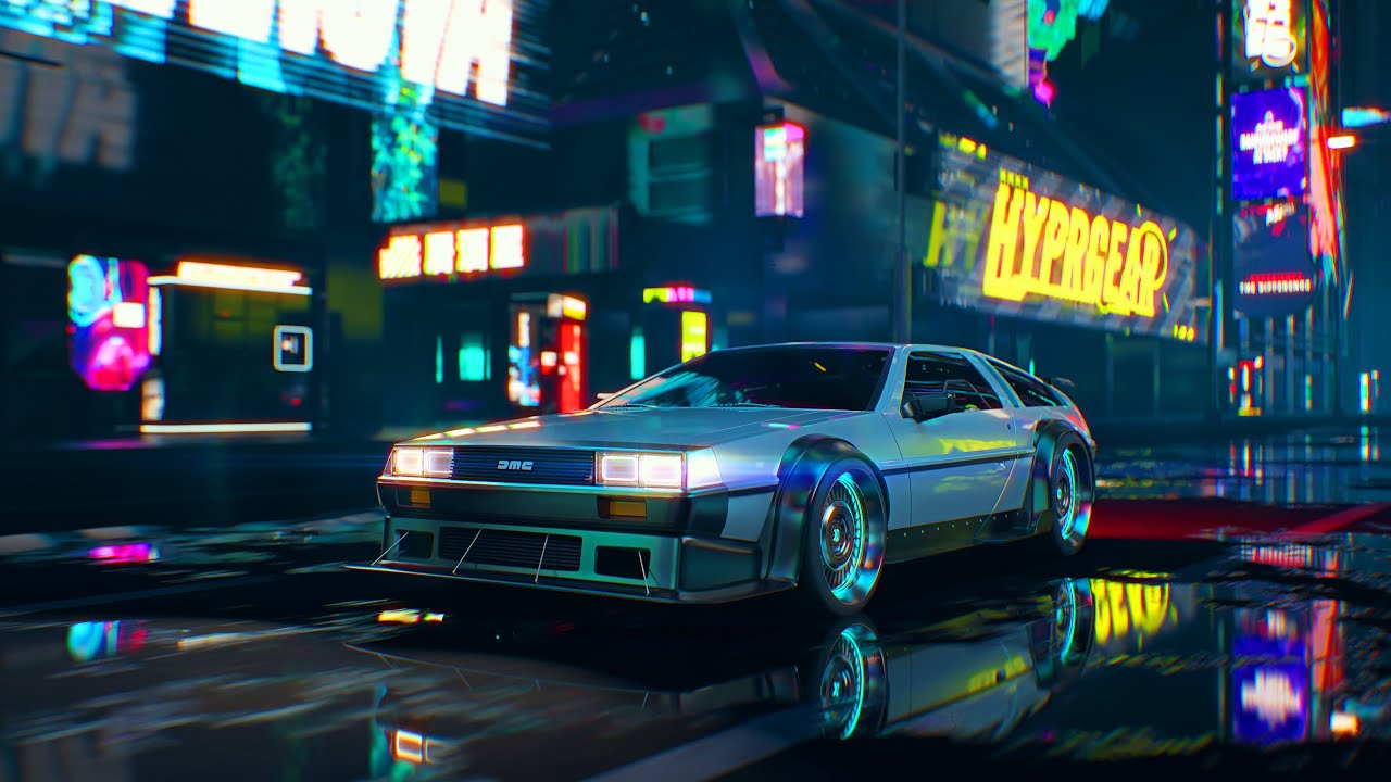 Cyberpunk DeLorean Night City - 12 Hours - 8K Ultra HD
