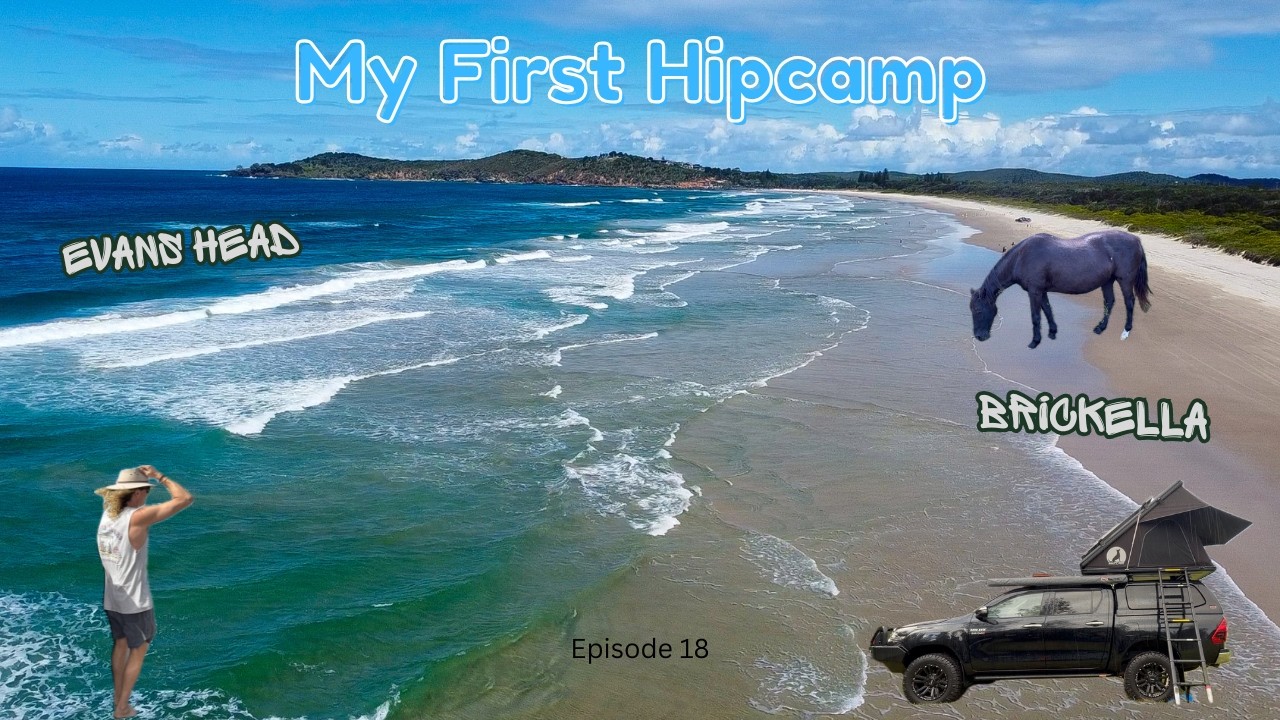 My First Hipcamp. Beach driving at Evans Head, camping at Brickella, a resident horse and Woodburn.