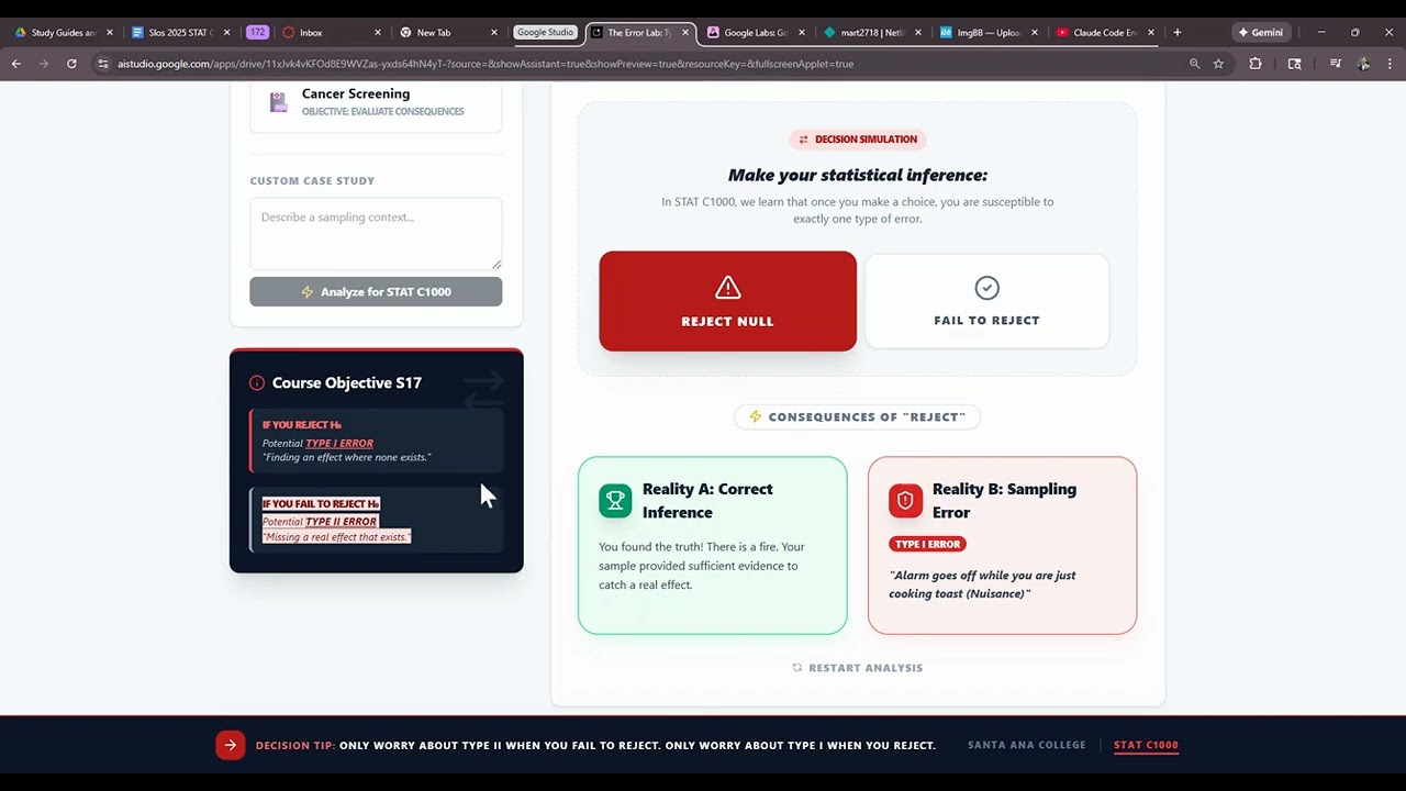 Explaining Type 1 and Type 2 Errors