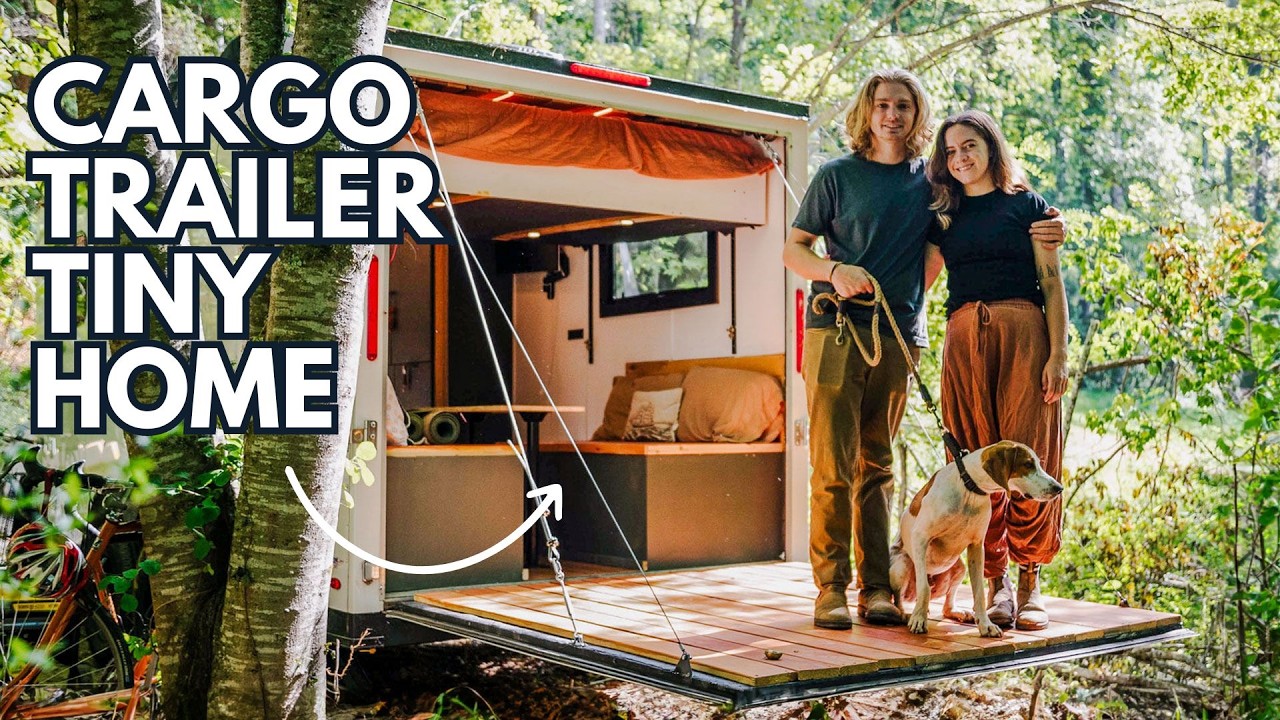 DIY Cargo Trailer Tiny Home w/ Elevator Bed & Unique Design