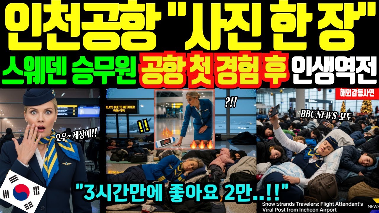 [해외감동사연]인천공항, 스웨덴 미녀 승무원이 찍은 단 한 장의 사진에 전세계가 발칵, 공항 바닥 첫 경험 후 인생 역전 한 충격적인 이유