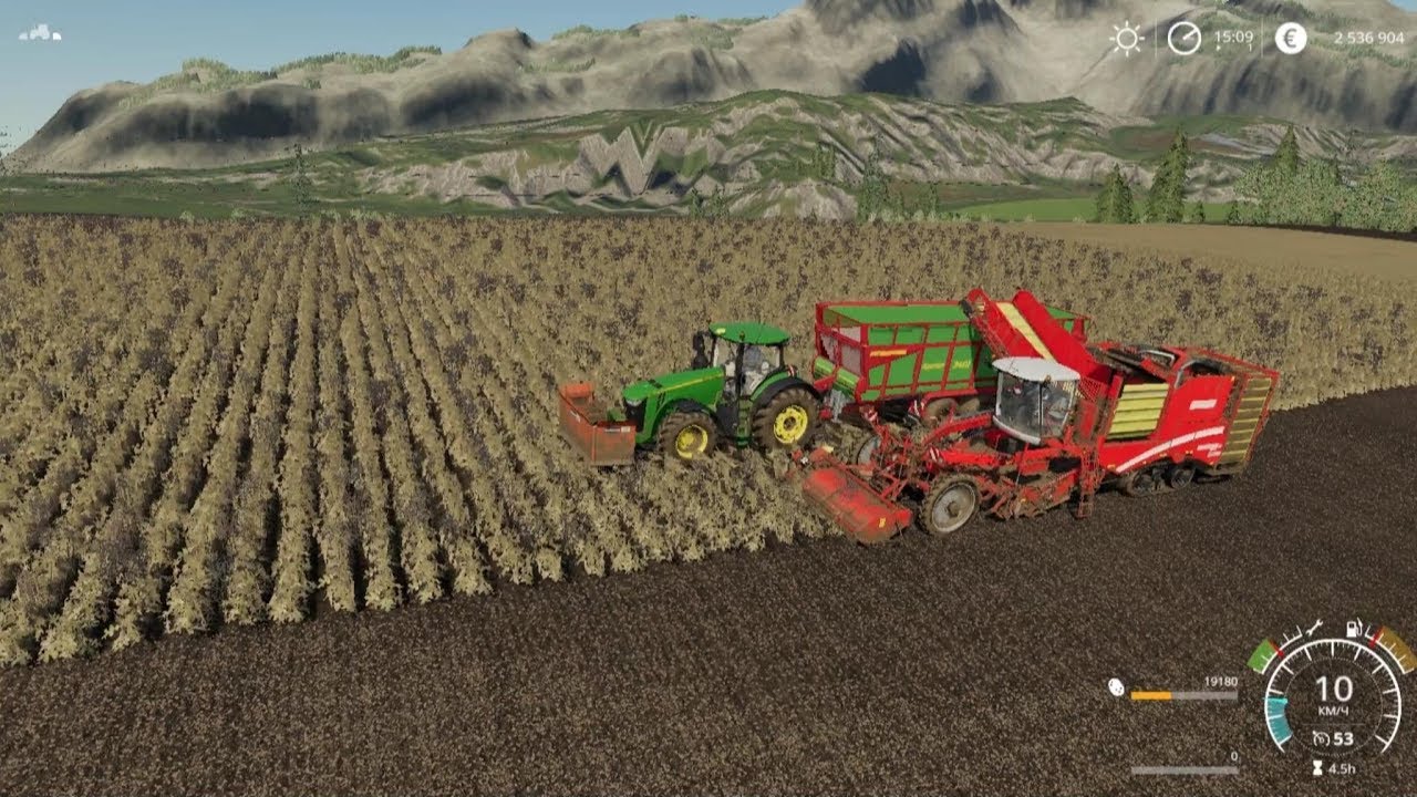 Farming Simulator 19    large fields   harvesting potatoes   FS19