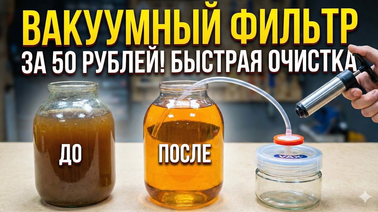 Вакуумный фильтр для самогона за 50 рублей. Быстрая очистка настоек
