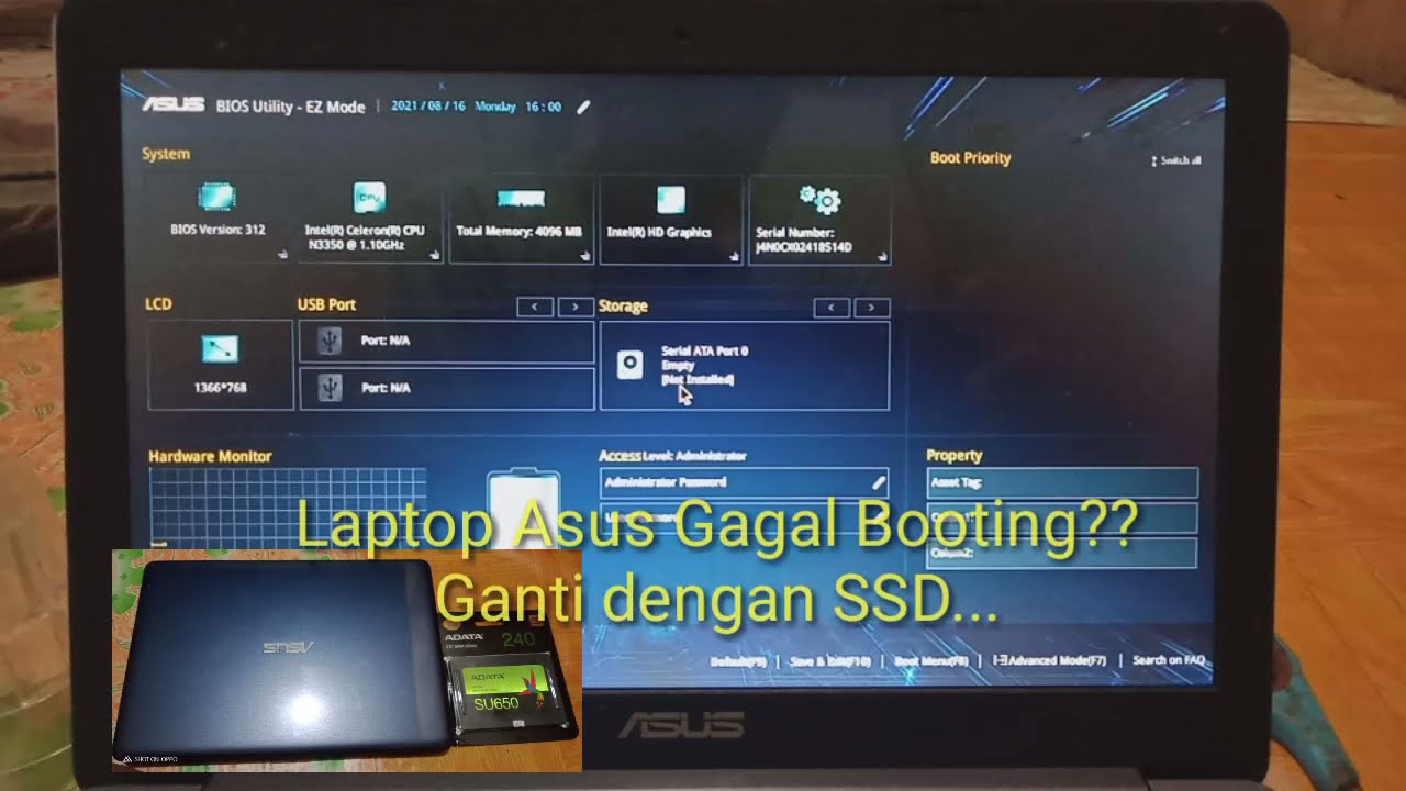 Cara memperbaiki laptop Asus gagal booting ( How to repair and change the HD to SSD)