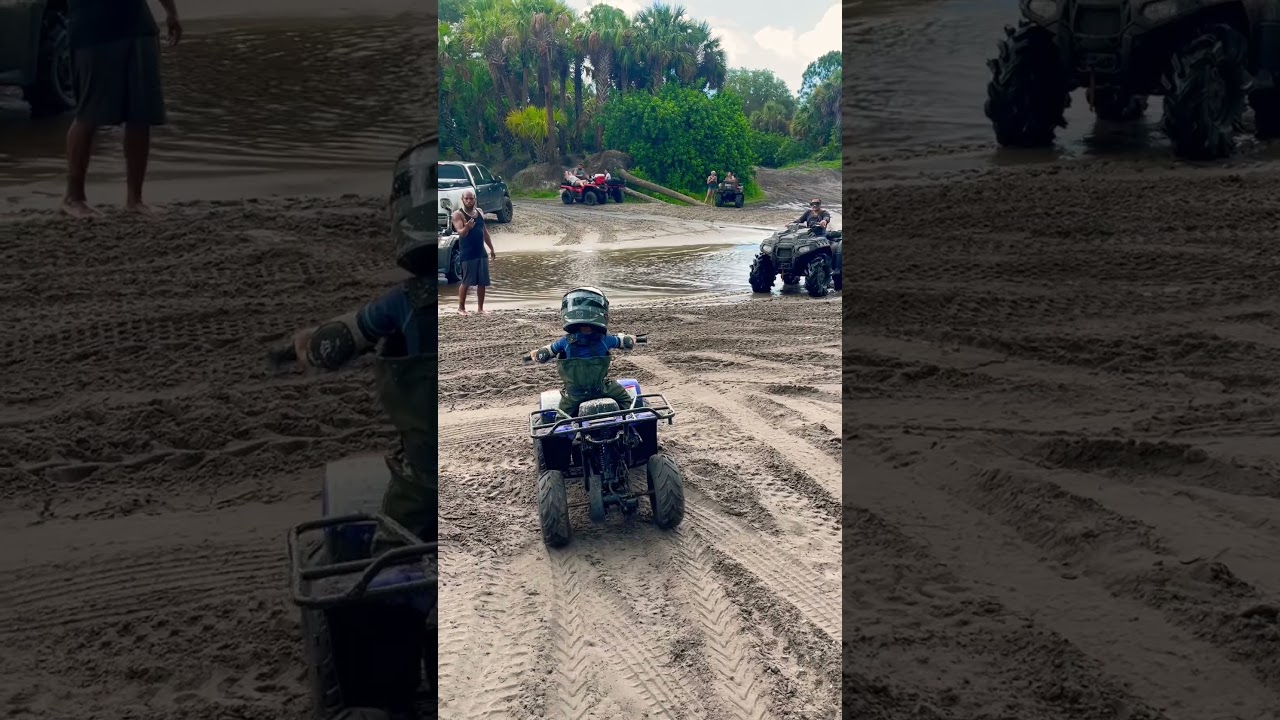 Safety first 3 year old learning to ride 110cc atv